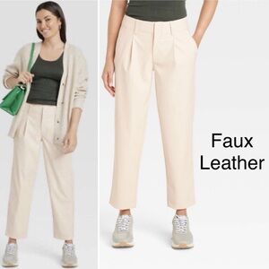 A New Day Faux Leather High-Rise Tapered Ankle Pants - Off White